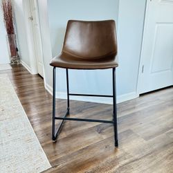 Brown Faux Leather Counter Stool