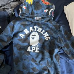 Blue Camo Bape hoodie, Size M