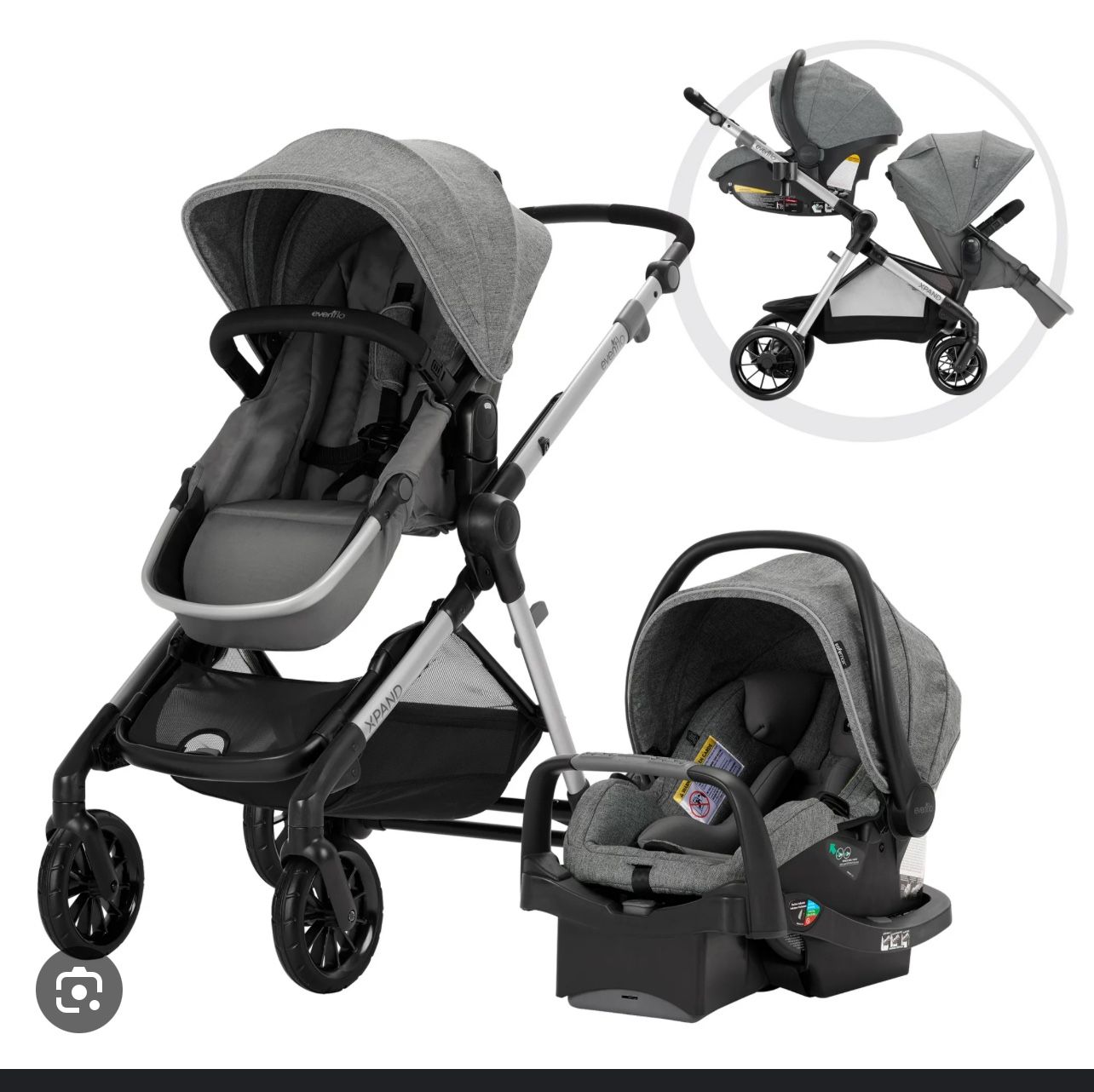 Double Eveflot Pivot Stroller 