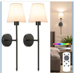 Black Wireless Wall Sconce Set