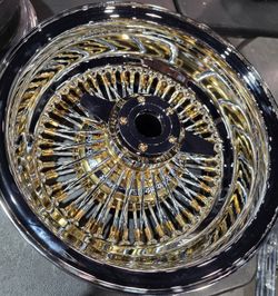 13x7 Usa 🇺🇸 Gold N Chrome Wire Wheels Spokes