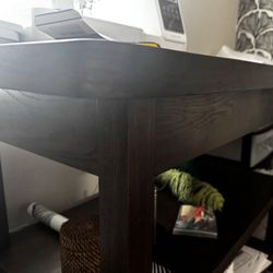 Dark Brown Wooden Table with Shelf 26x48 inches