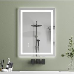28" x 36" LED Bathroom Mirror - Dimmable Wall-Mounted Mirror with Front & Backlight, Anti-Fog, Shatter-Proof, Memory Function, 3 Color Temperatures, T