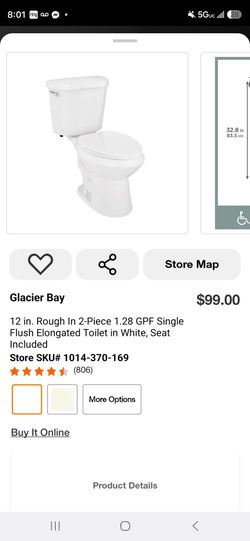 Glacier Bay 2-Piece Elongated Toilet White