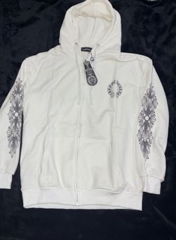 Chrome Hearts White Horseshoe Logo Zip Up Hoodie
