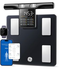 GE Smart Scale for Body Fat with BMI Muscle Mass: 5.3-inch Handle Display 8-Electrode Weight Scale, Full Body Composition Analysis, for Bathroom and G