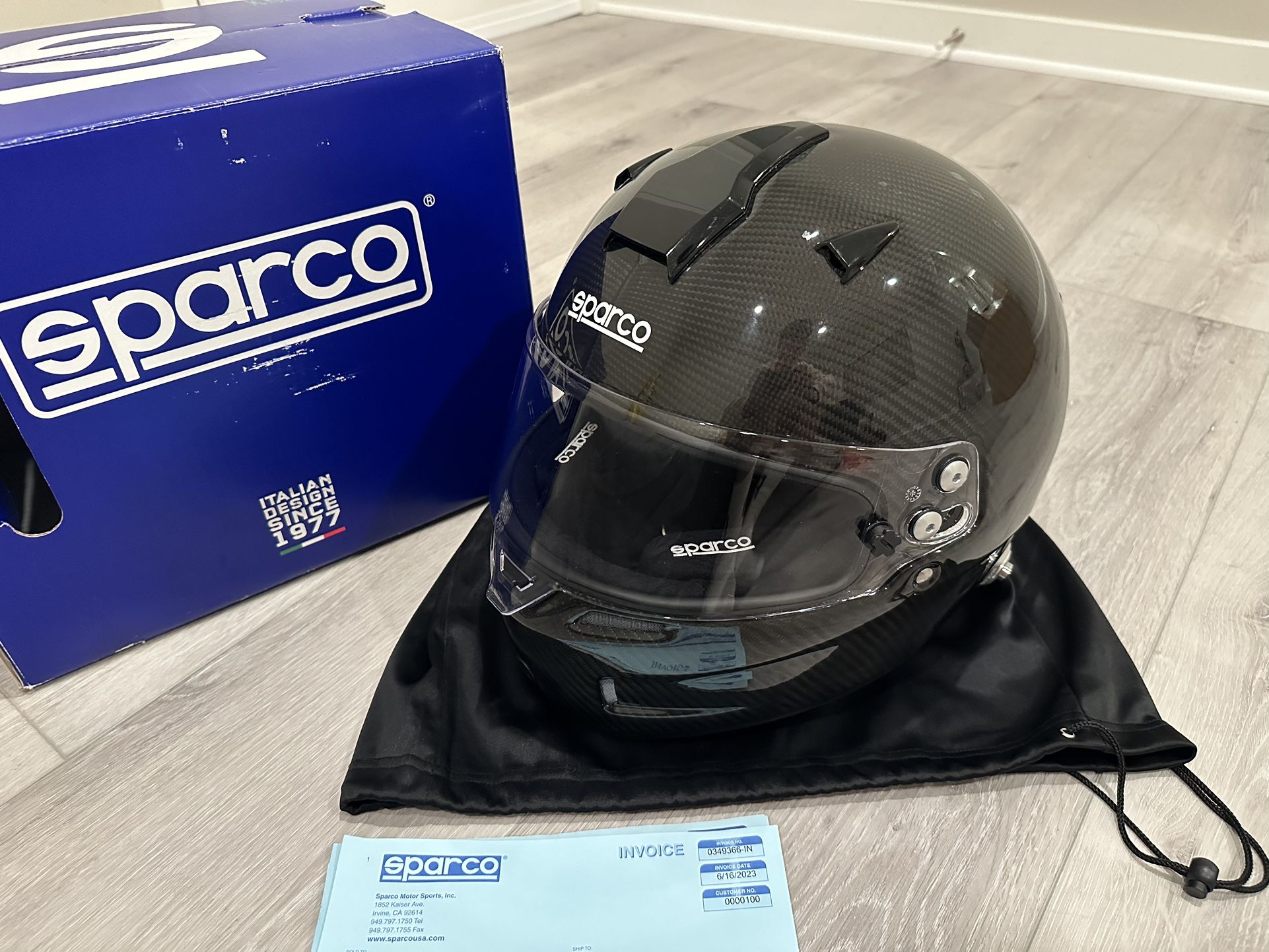 Sparco Sky RF-7W Large Carbon Fiber Helmet w/ Black interior for 