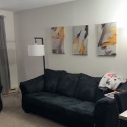 Black Suede Couch And Love Seat 