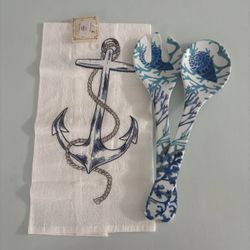 Nautical Dish Towel Serving Utensils 