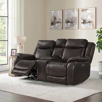 Harvey Leather Power Reclining Loveseat with Power Headrests