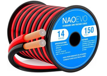 14 Gauge Wire 150FT, 2 Conductors Electrical Wire Red Black Cable, Flexible/Low Voltage/PVC 14 AWG C