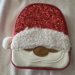 Bath And Body Red Glitter Santa Makeup Bag * Brand New*