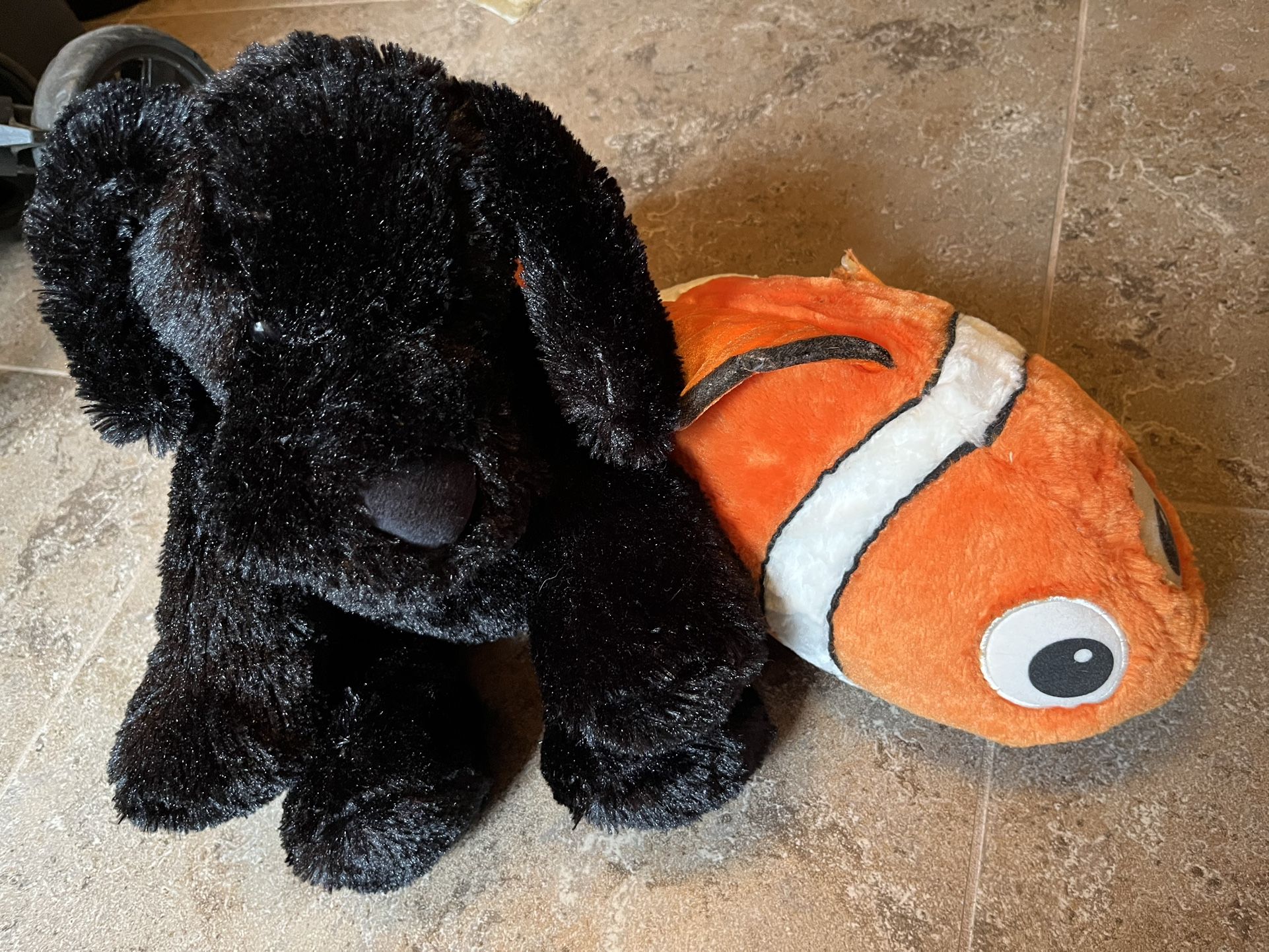 Lot of 2 Stuffed Toys, Finding Nemo (20”) & Black Puppy Dog (19”)