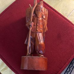 Vintage Asian Wooden Statue (12.5 inches Tall)