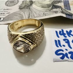 14K Solid Gold Ring For Wedding 11.7Gr Size 10.5