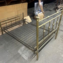 Antique Brass Full Size Bed Frame With Springs 