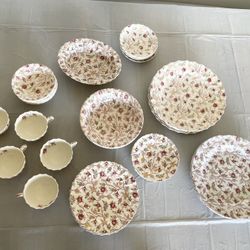 Vintage Copeland Spode Rosebud Chintz England Fine China 47pc