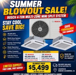 SUMMER BLOWOUT SALE – BOSCH CLIMATE 5000 4-TON MULTI-ZONE MINI SPLIT SYSTEM 🔥
