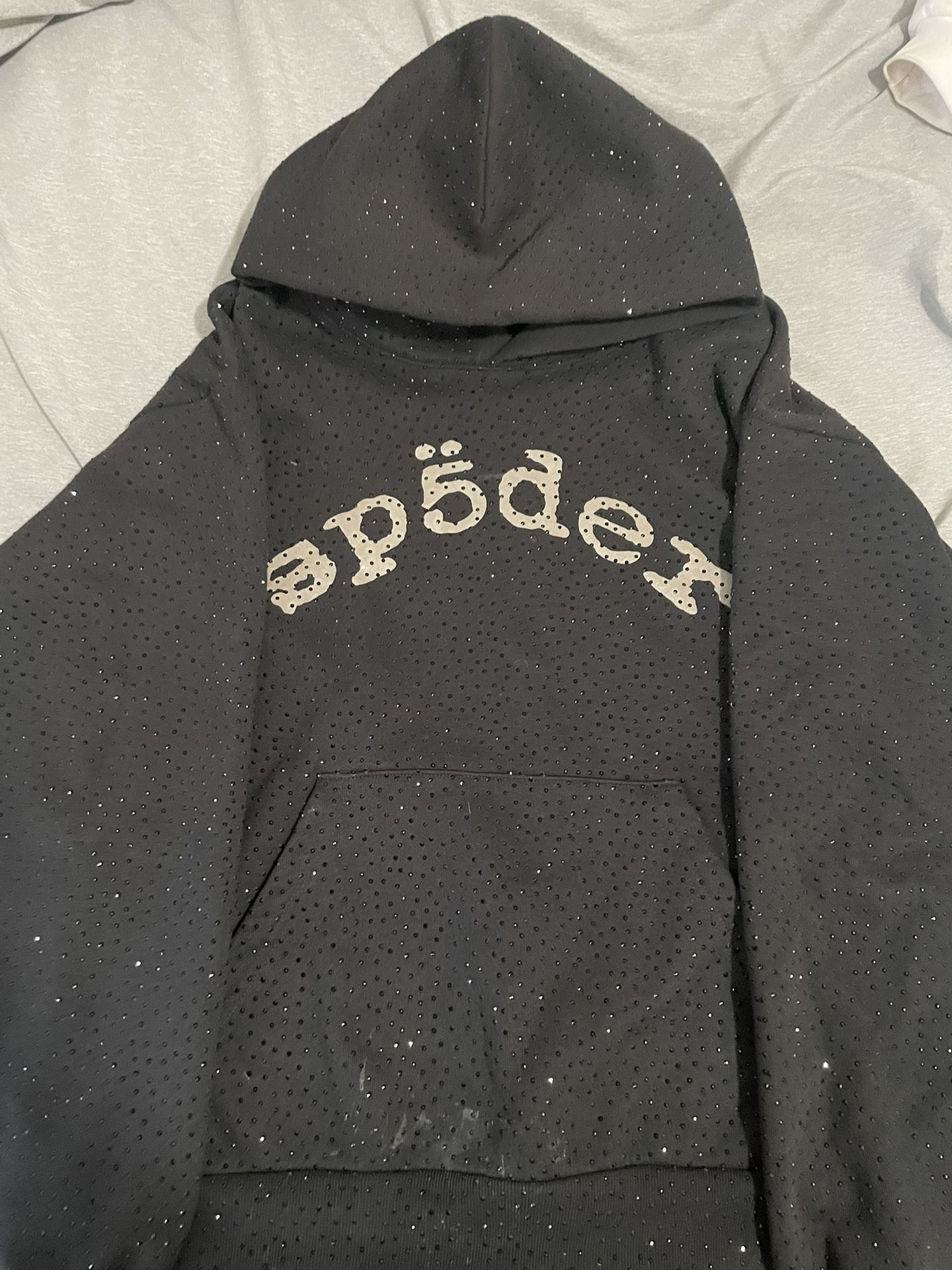 Spider black rhinestones hoodie