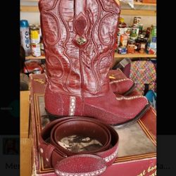 Mens Sea Ray Boots & Belt/Botas y Cinto de Mantarraya 