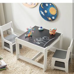 Kids Table and Chair Set, 3 in 1 Wooden Activity Table with Storage Drawer for Toddlers Drawing, Reading, Crafts, 2 in 1 Detachable Tabletop Table Set