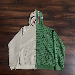 Bape x Ambush Half Shark Half Crocodile Full Zip Hoodie Size Large 