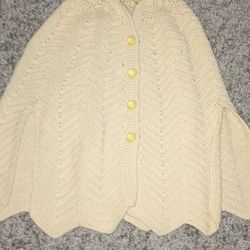  Vintage Handmade Knitted Cape Pancho 