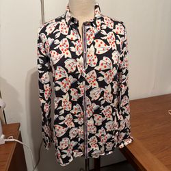 Women’s Blouse Shirt Top Button Up Viscose Long Slv Collar Size 10 (EU 40)