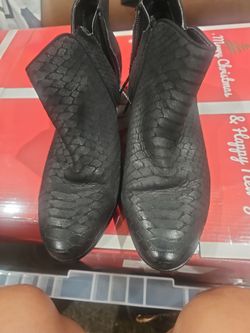 Black Snake Embossed Ankle Boots