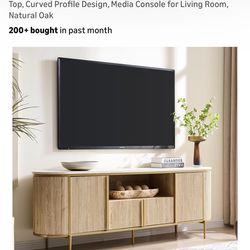 OKD Luxury 70" Fluted TV Stand, Modern Chic Entertainment Center for TVs Up to 80 inches, TV Console with Faux Marble Top, Curved Profile Design, Medi