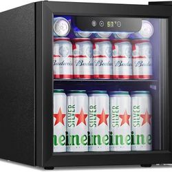  Mini Fridge Cooler - 12 Bottle 48 Can Beverage Refrigerator Glass Door for Drinks or Beer Wine