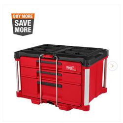 Milwaukee
PACKOUT 22 in.Modular 3-Drawer Multi
Drawer Tool Box with Metal Reinforced
Corners and 50 lbs.Capacity  new  nuevo 