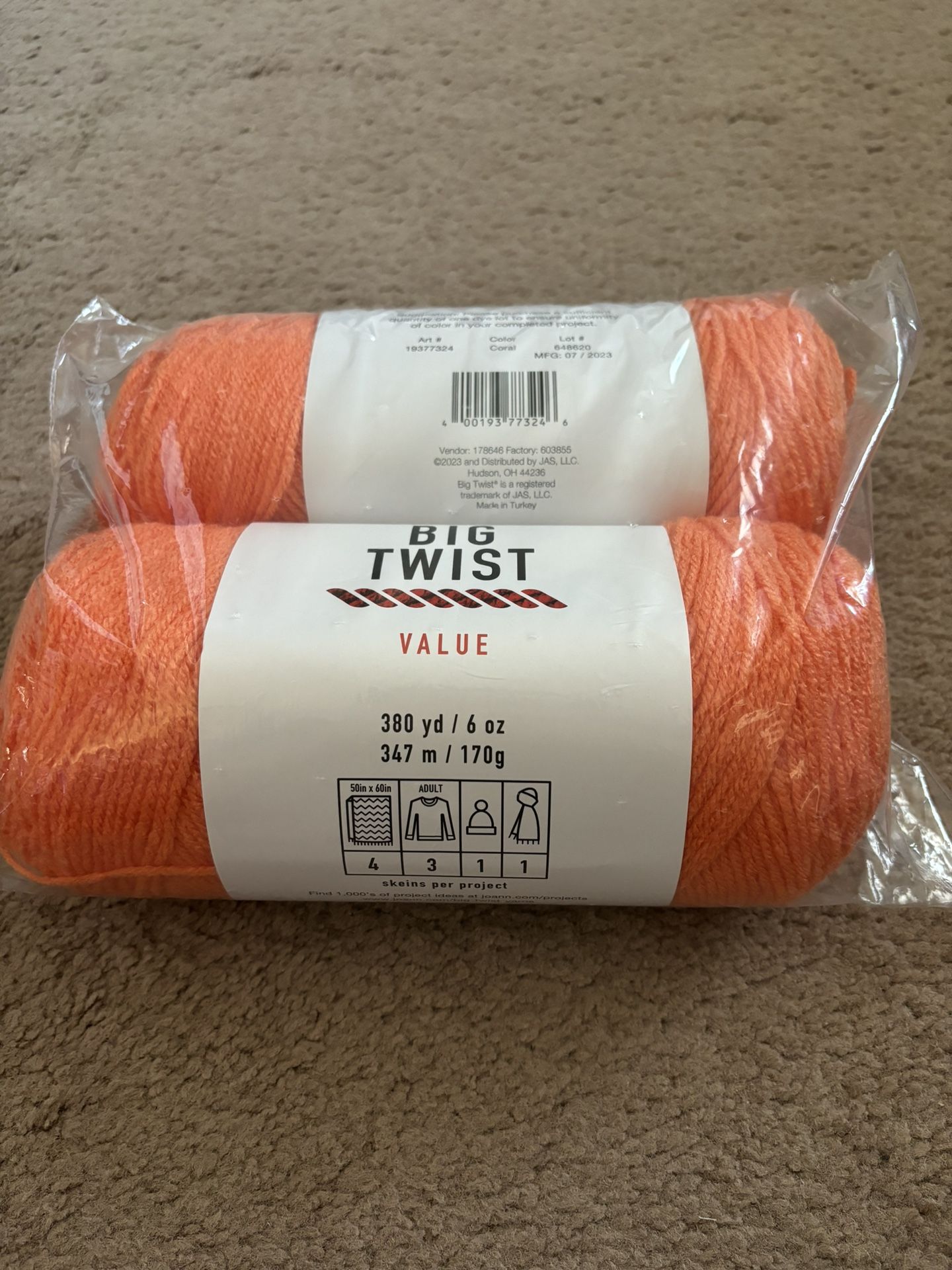 Colar Orange Big Twist Yarn