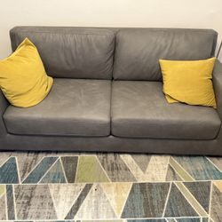 Flip Charcoal Grey Faux Leather 82" Queen Convertible Futon Sleeper Sofa Bed