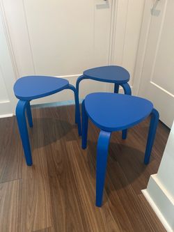 IKEA KYRRE Blue Stools / Side Tables – Set of 3