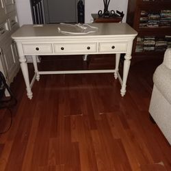 White Wooden Desk Whit Power And Chair