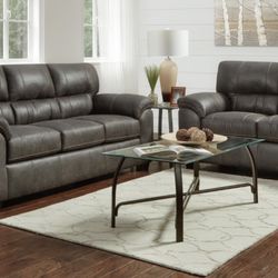 Polyester Ash Grey Sofa And Loveseat! 