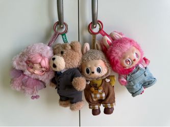 Labubu & Teddy Plush Keychains Bundle – Like New