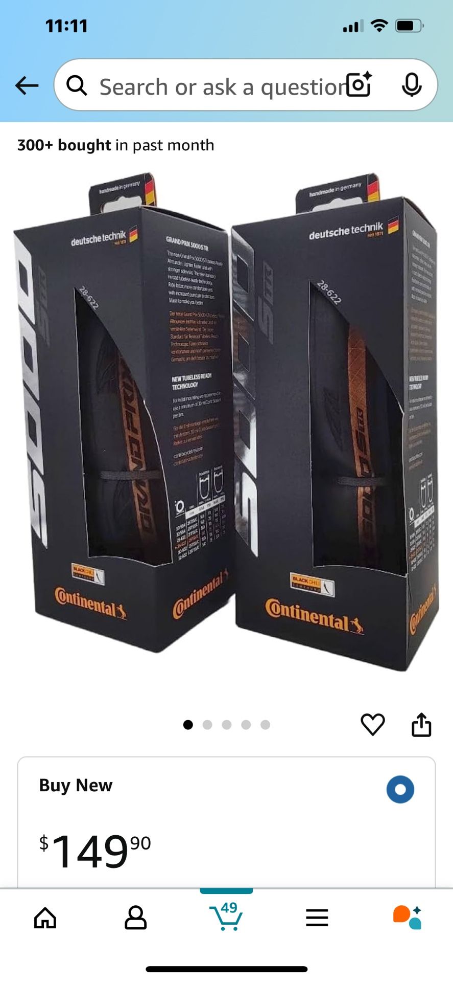 Continental 5000 Bike Tire (1 Tire)