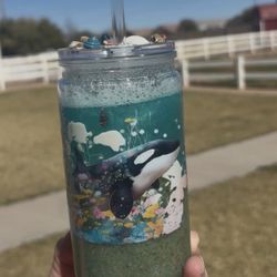 Orca Killer Whales Snow Globe Tumbler 