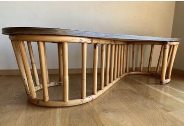 60s Mid Century Calif-Asia Biomorphic Freeform Sinuous Kidney-Shaped Coffee Table