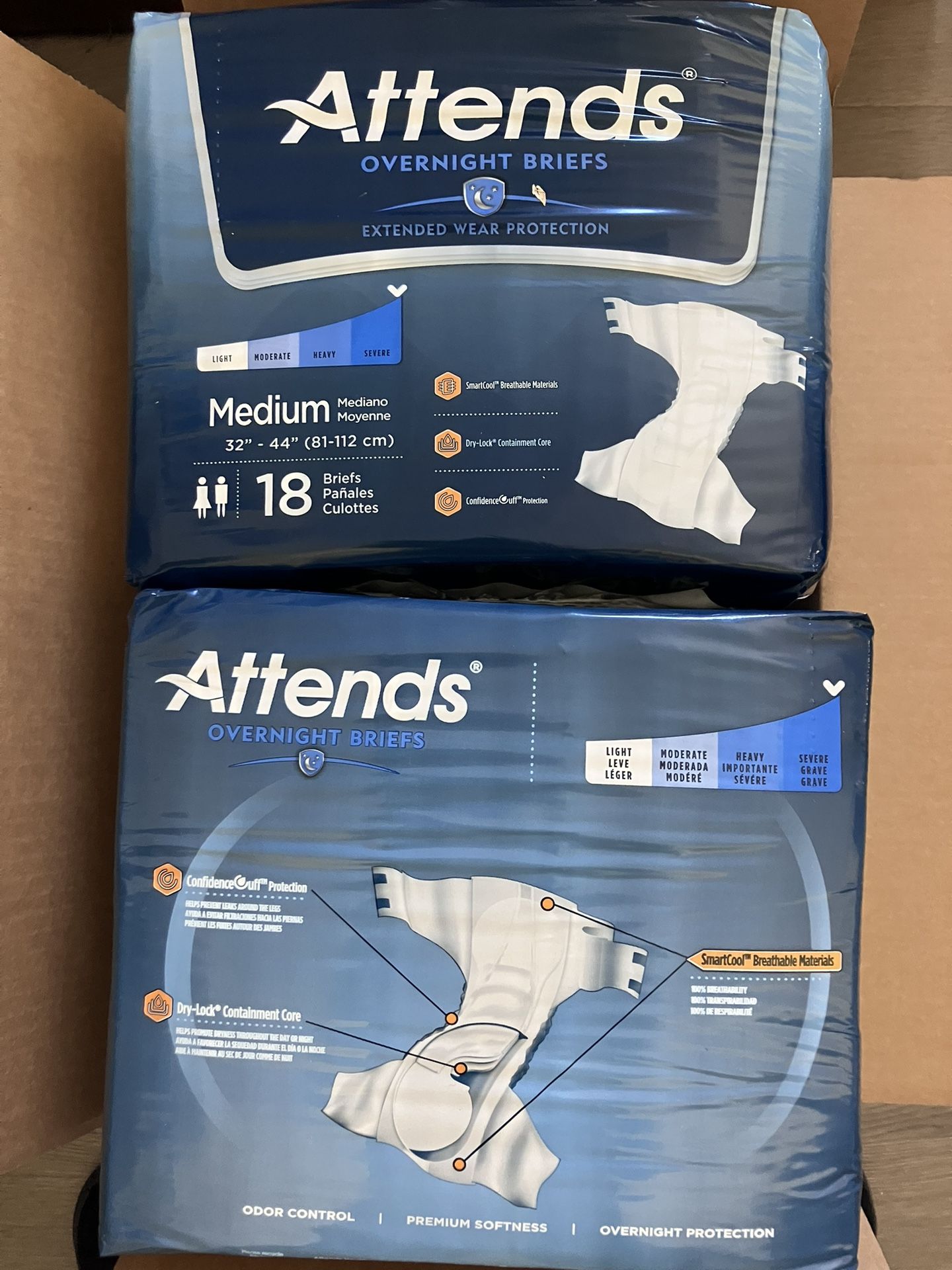 Attends Adult Briefs Diapers 6 Packages