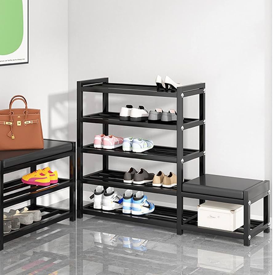 Stainless Steel Simple Shoe Rack Home Indoor Door can sit Shoe Changing Stool Living Room Storage Shoe Cabinet