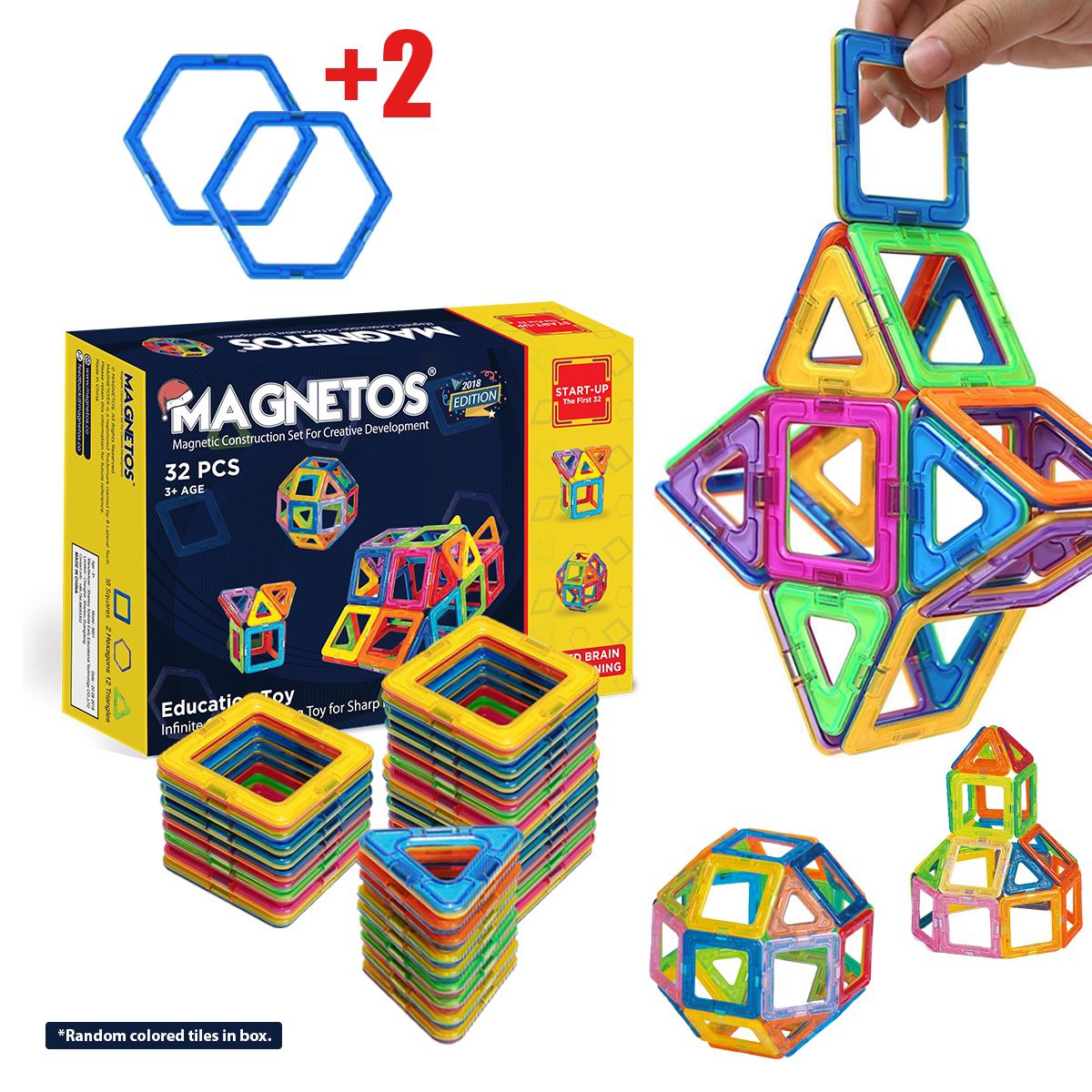 Magnetic Blocks Building Set for Kids 30+2 Pcs