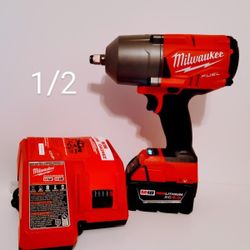 Milwaukee 1/2 Impact Set With 5.0 Battery And Charger All New 