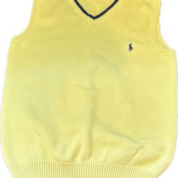Polo Ralph Lauren Boys V-Neck Knit Sweater Vest Sz S(8)Yellow 100% Pima Cotton