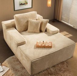 Boneless Chaise Lounge,Luxurious Faux Fur, No Assembly Required