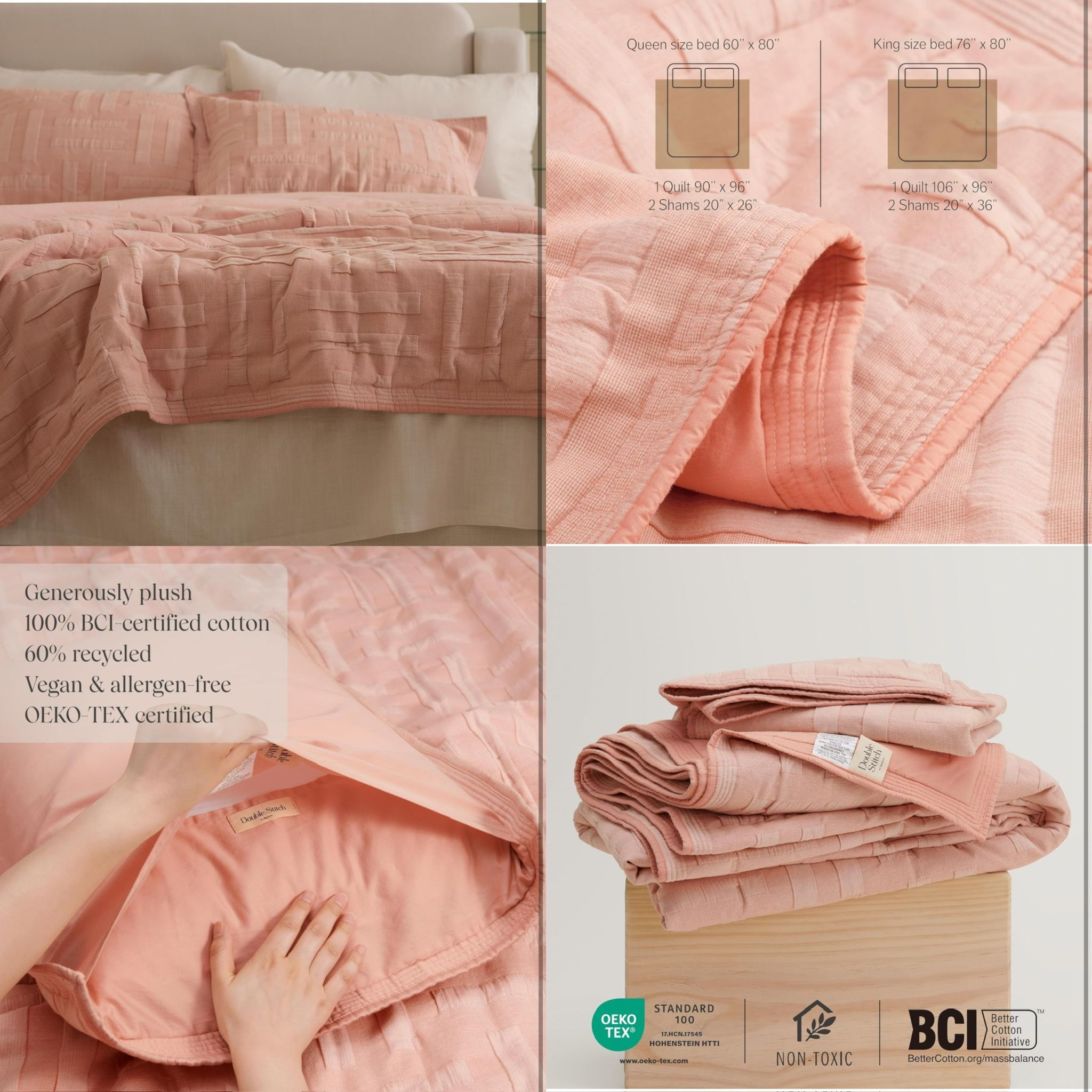 Quilt Comforter Set Cotton Quilt King with Shams BCI Certified Soft Bedding Jacquard Bedspread Set Perfect Housewarming Gift 1 Quilt 2 Shams P