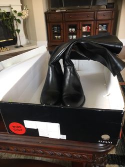 Brand new Alfani black leather knee high boots