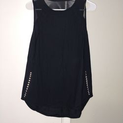 Black Sleeveless Top with Mesh and Studs size 10